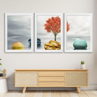 CRAFT QUEST Abstract Three Figure Modern Art | Set of 3 Frames for Home Decoration | Ideal for Living Room, Bedroom & Offices