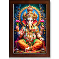CRAFT QUEST Laminated God Ganpati ji Photo Frame Wall Decor Mandir Pooja Poster Religious Painting Divine Hindu Temple Decoration Spiritual Blessings Home Office Gift
