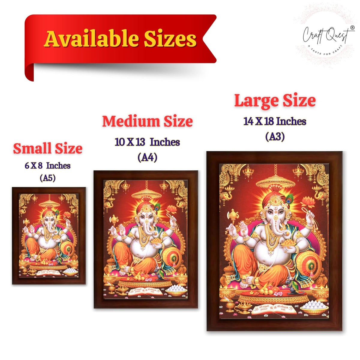 CRAFT QUEST Lord Ganesh ji Modern Wall Painting With Frame For Home and Office Decor