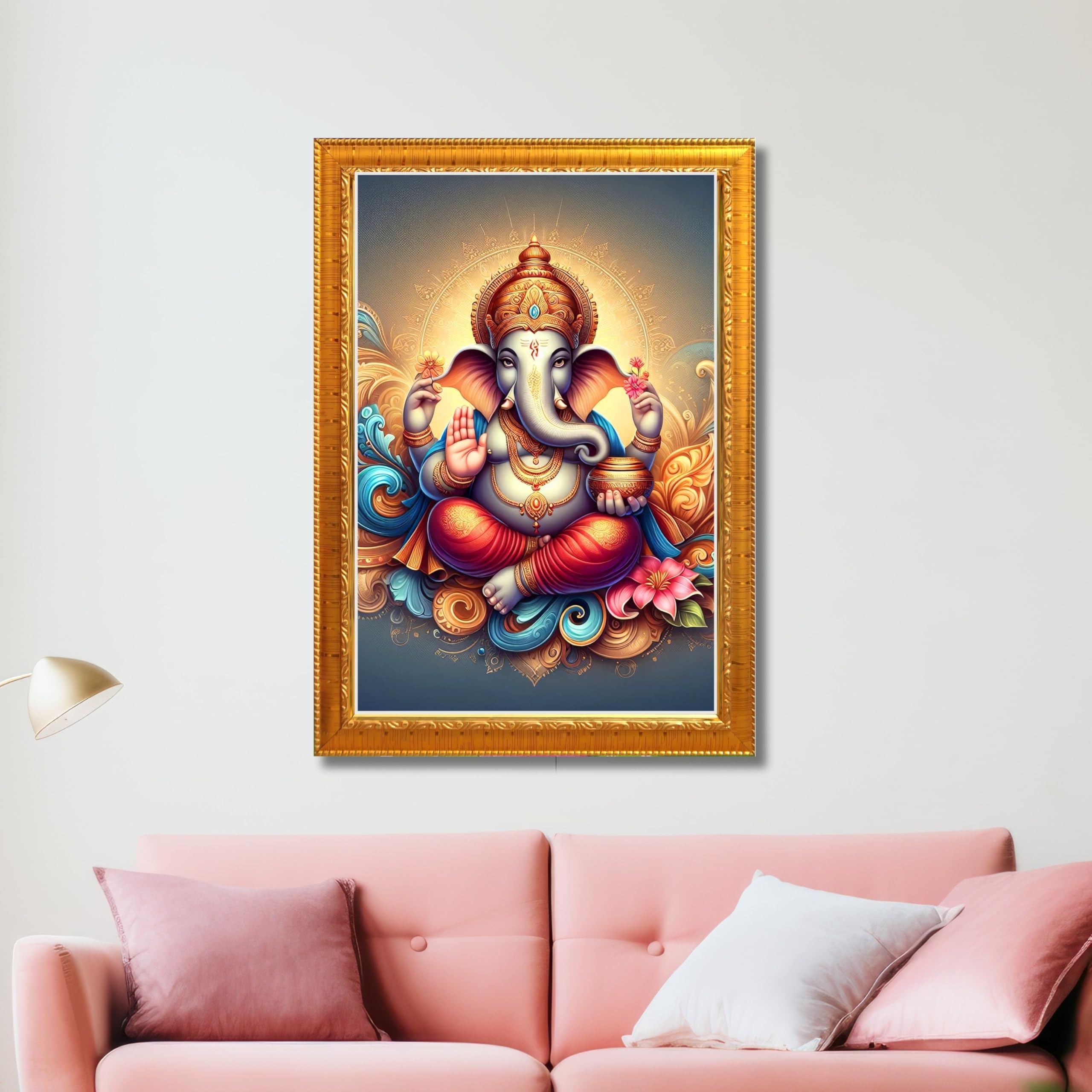 CRAFT QUEST Lord Ganesha Modern Wall Painting With Frame For Home and Office Decor