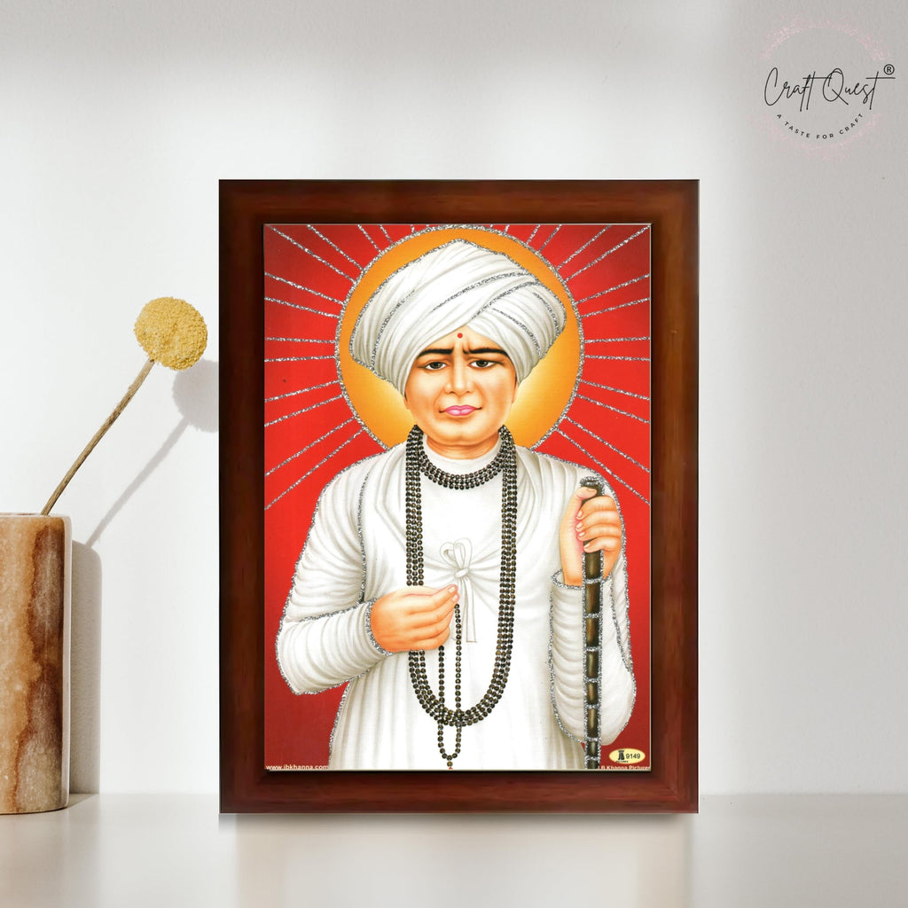 CRAFT QUEST Shri Jalaram Bapa Ji Guru Wall Painting Framed Home Décor wooden framed