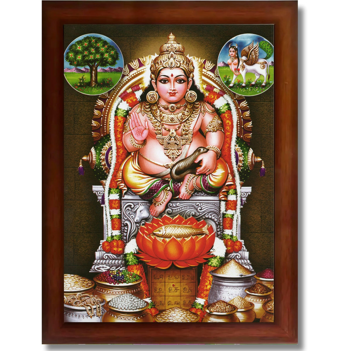 CRAFT QUEST Lord Kubera Swamy Bhagwan Kuber Kubera Wall Painting Framed, Religious Photo Frame, Home Decoration Gift Item