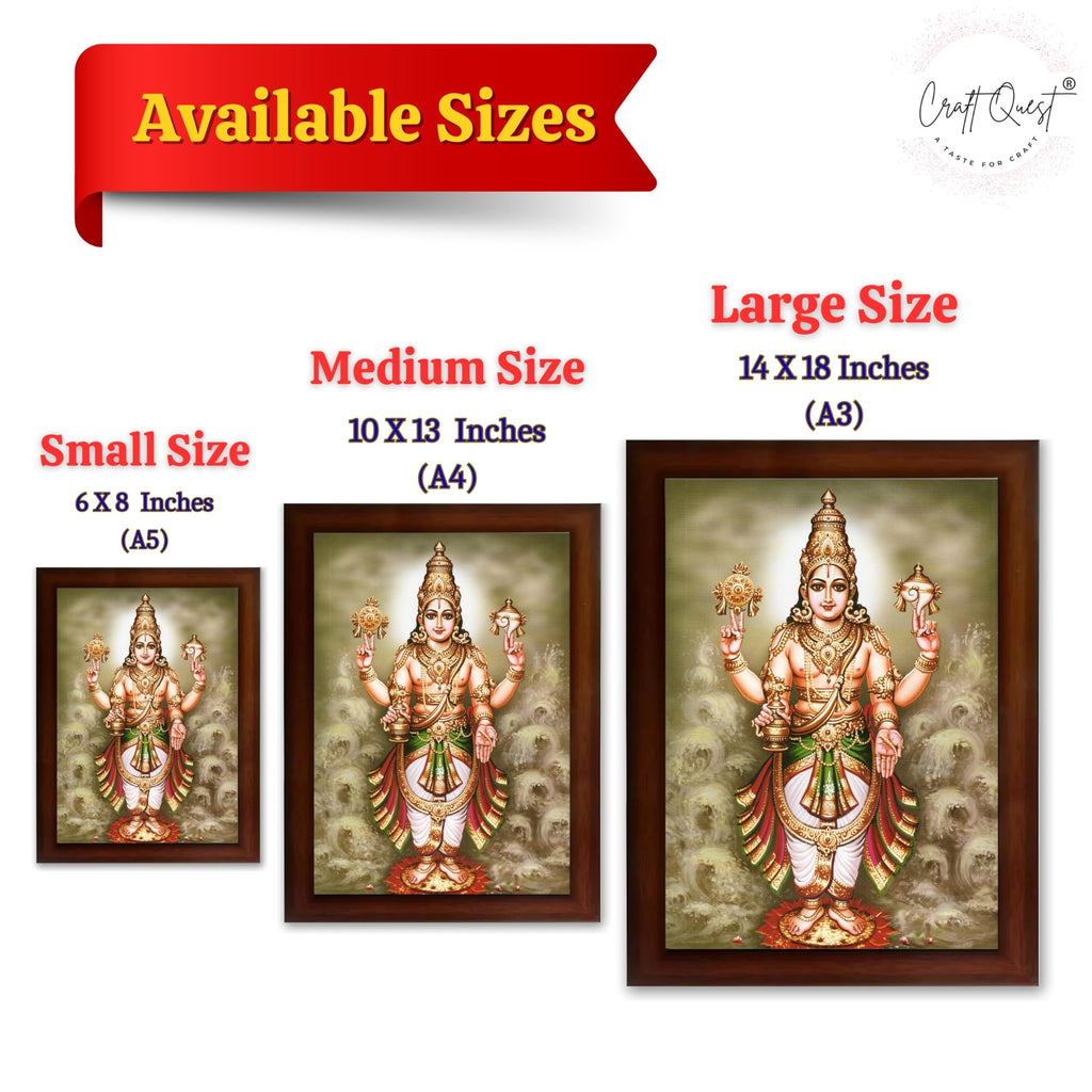 CRAFT QUEST Lord Dhanvantari Dhanwantri Wall Painting Photo Framed For Home, Pooja, Temple, Gift, Wall Décor Item