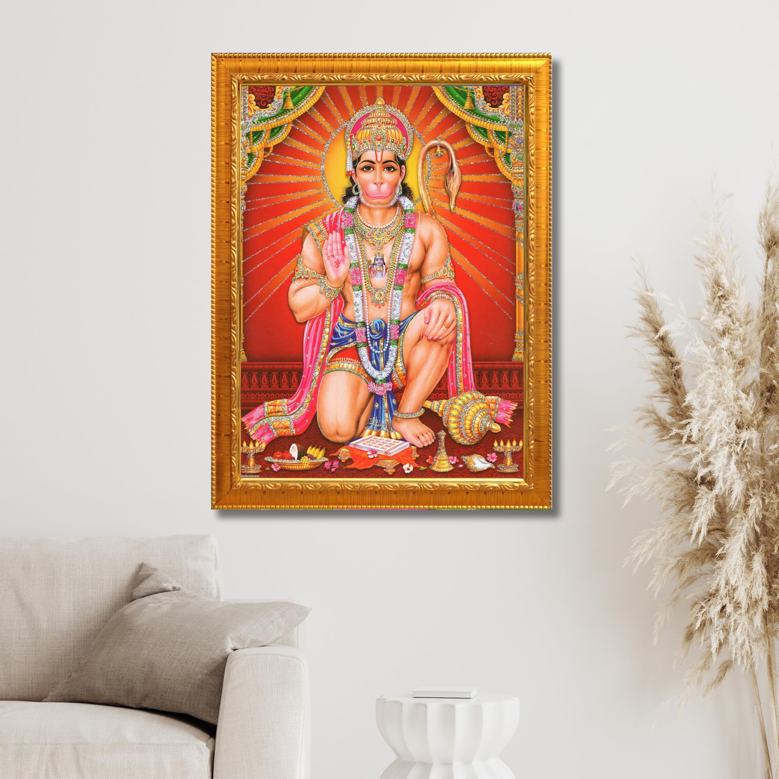 CRAFT QUEST Hanuman JI | Bajrangbali Religious Photo frame Home Decorative Item Synthetic frame