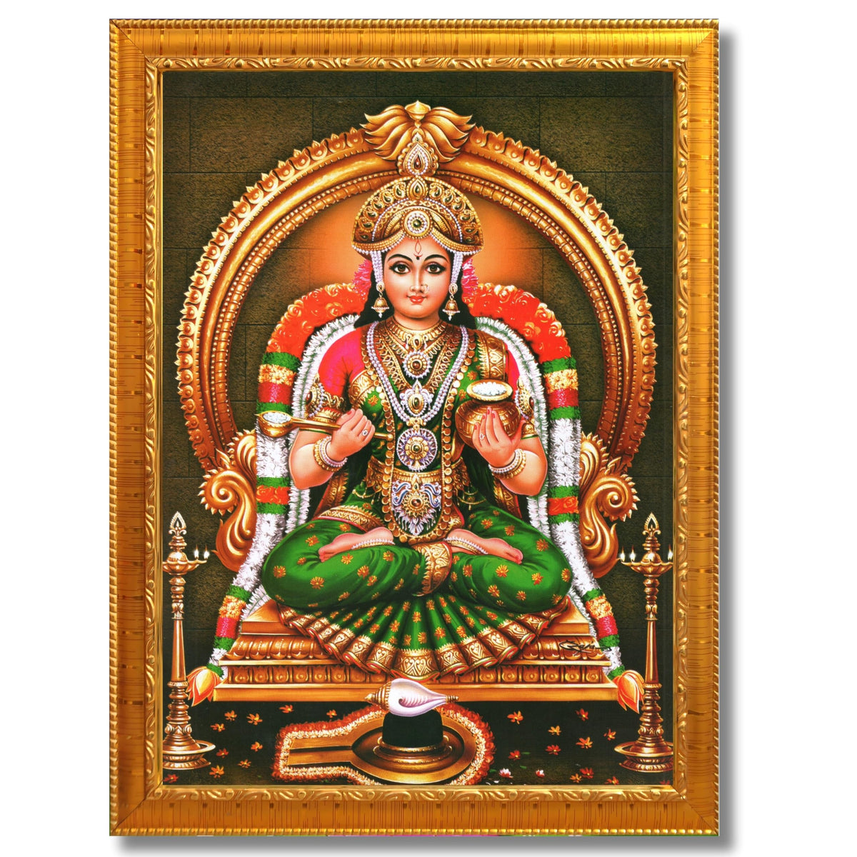 CRAFT QUEST Shiva & Maa Annapurna devi sitting on throne photo frame with Acrylic Glass for Kitchen, Food & Prosperity Blessing Hindu