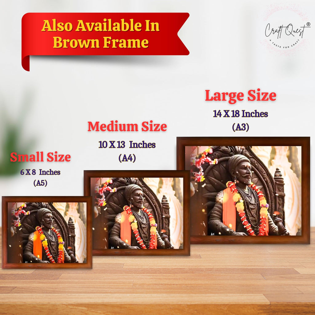CRAFT QUEST Chattrapati Shivaji Maharaj Wall Photo Frame With Acrylic Sheet | Lightweight | Home Decoration Item | Best Gifting Option