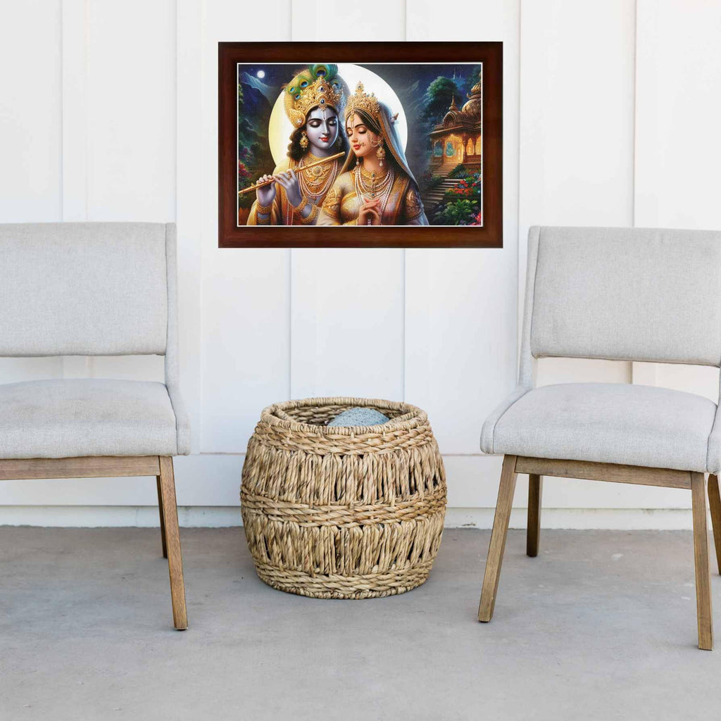 CRAFT QUEST Radha Krishna Art Photo Framed Painting for Home and Bedroom Wall Decoration of Size 14X10 Inches with Frame And Acrylic Glass RK204