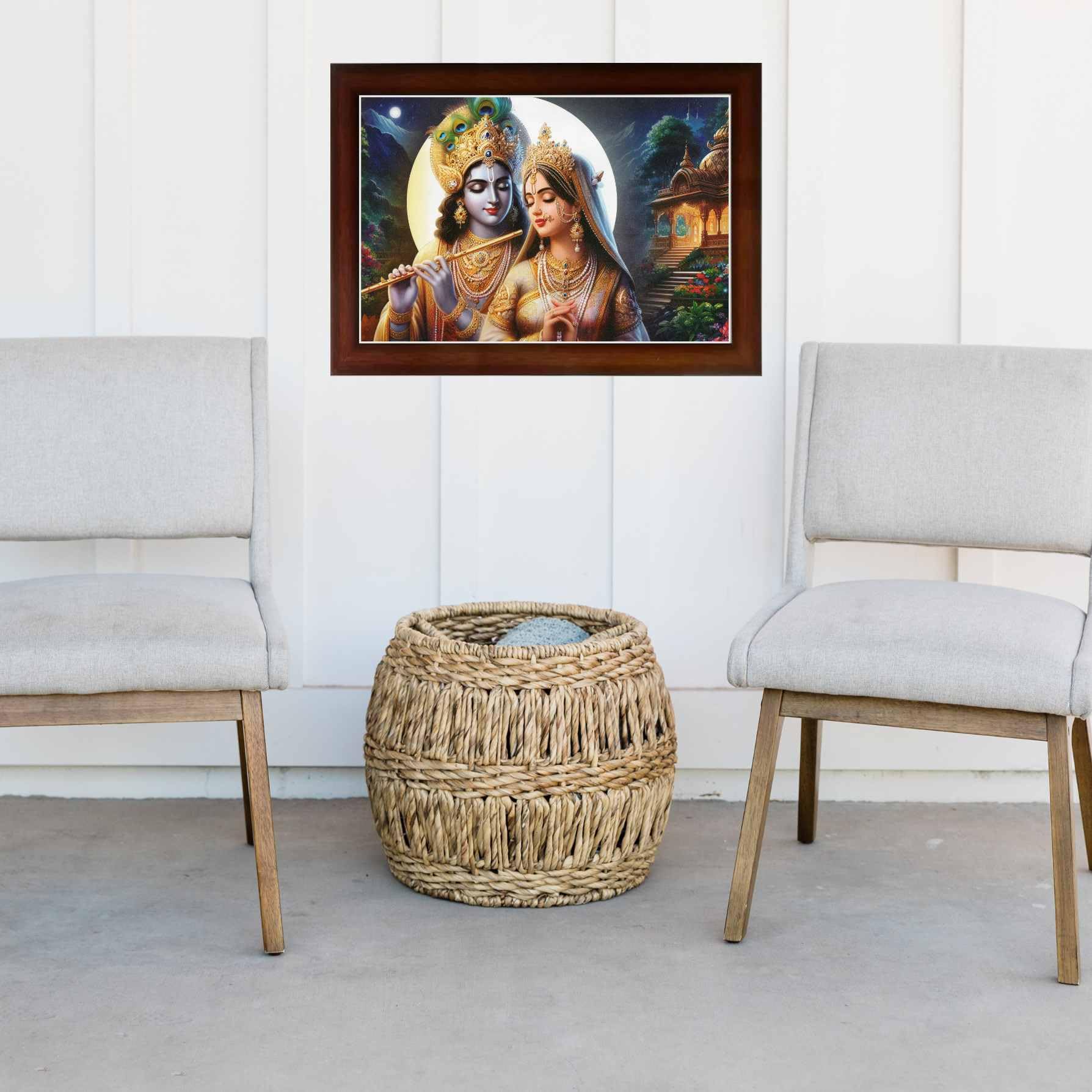 CRAFT QUEST Radha Krishna Art Photo Framed Painting for Home and Bedroom Wall Decoration of Size 14X10 Inches with Frame And Acrylic Glass RK204