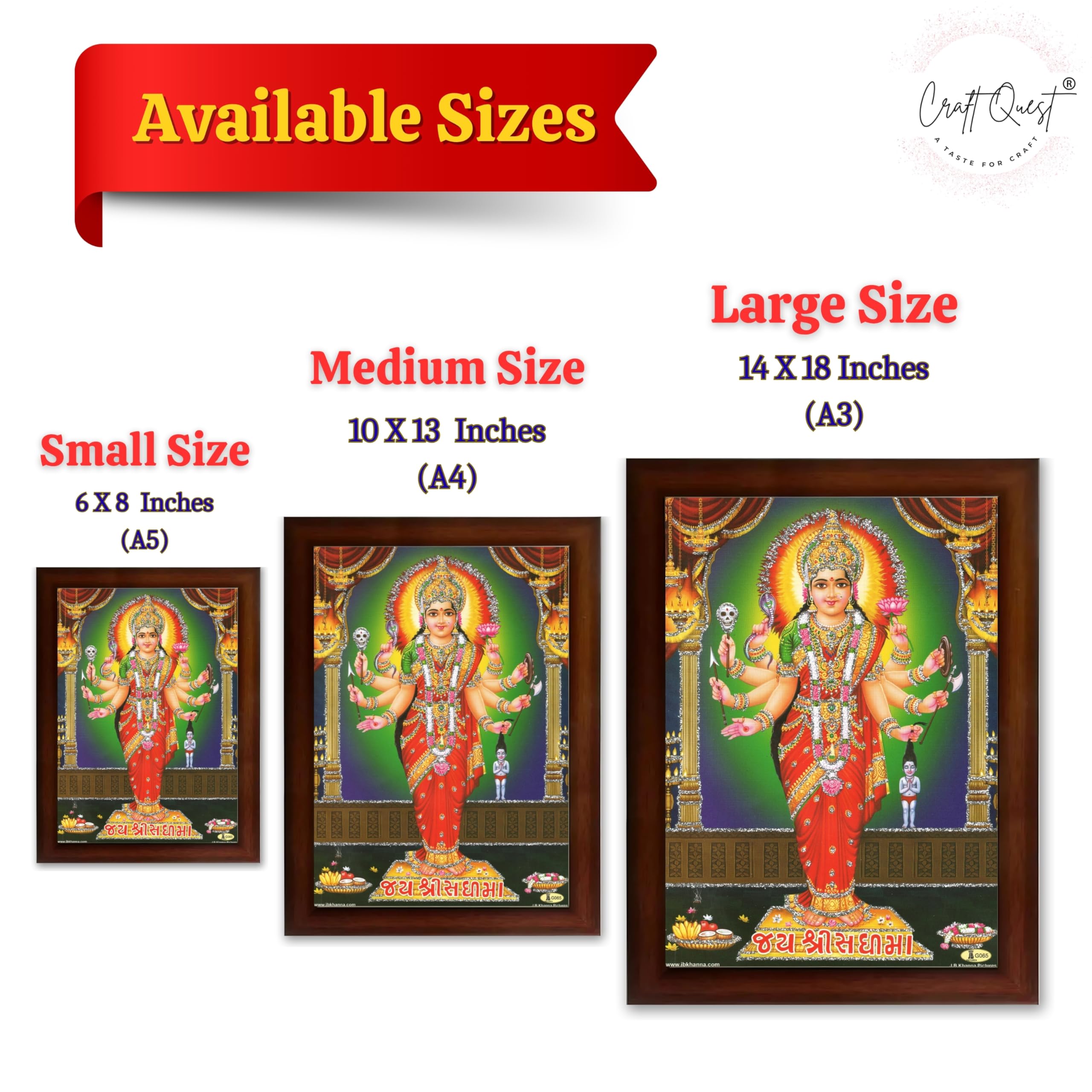 CRAFT QUEST Shri Sadhi Maa Photo frame | Acrylic, Lightweight | Hindu God Spiritual Framed | Ideal for Home, Office, Temple & Puja Room, Wall Decor