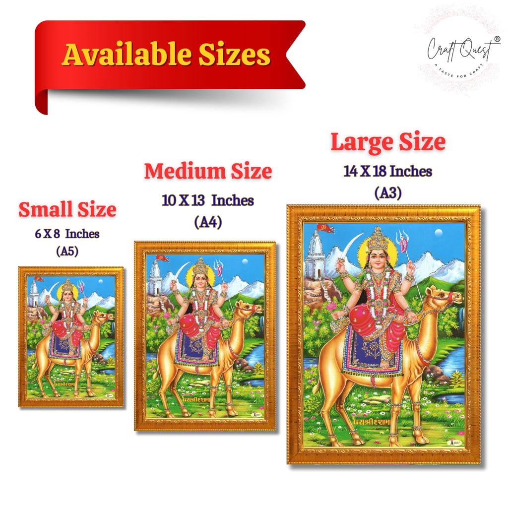 CRAFT QUEST Dasha Devi Mata Maa Shri Momai Dashamaa Wall Painting For Home Decor wooden framed
