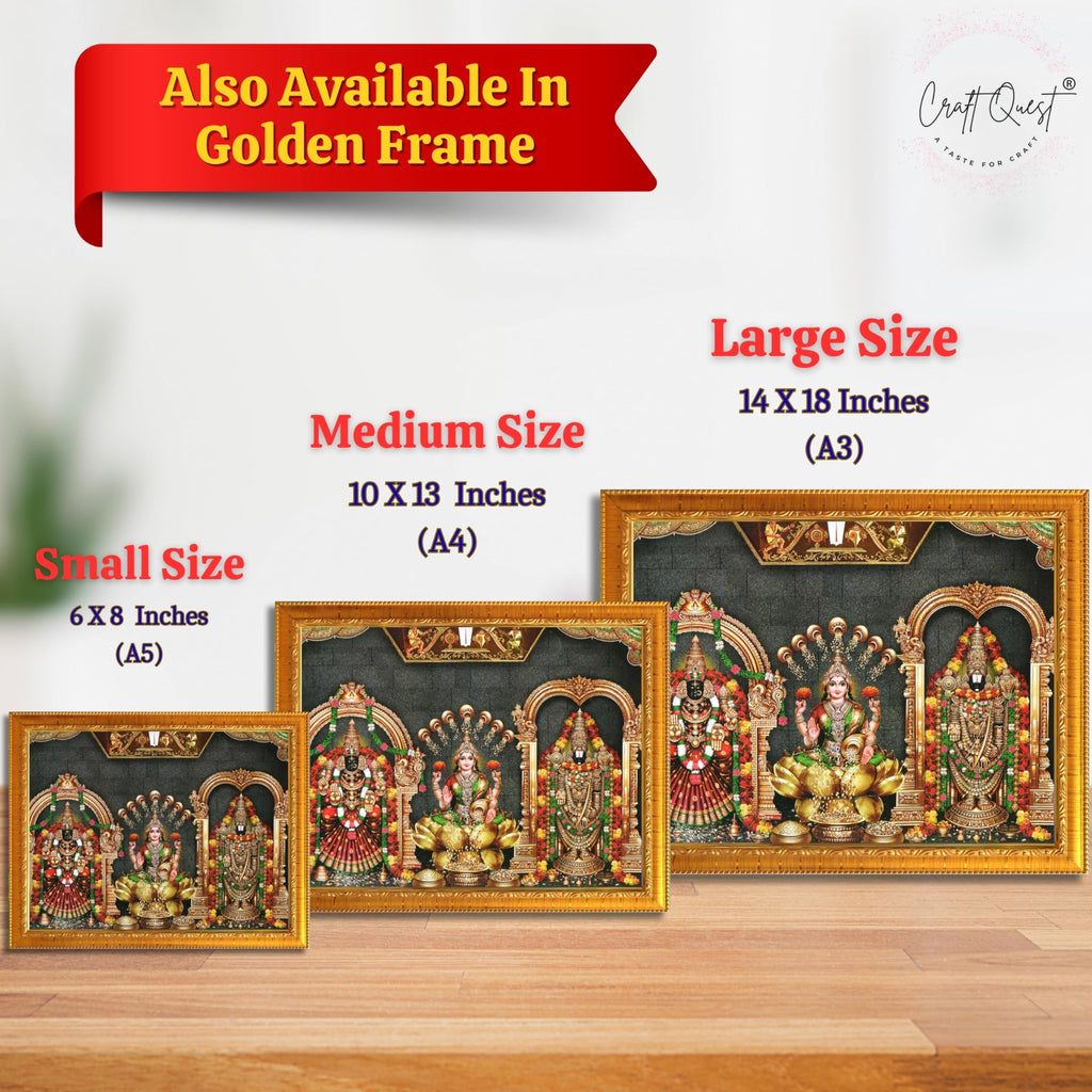 CRAFT QUEST Tirupati Balaji with Padmavati Venkateshwara; Wall Photo Frame | South God Frame for Home, Office, Temple & Gifting
