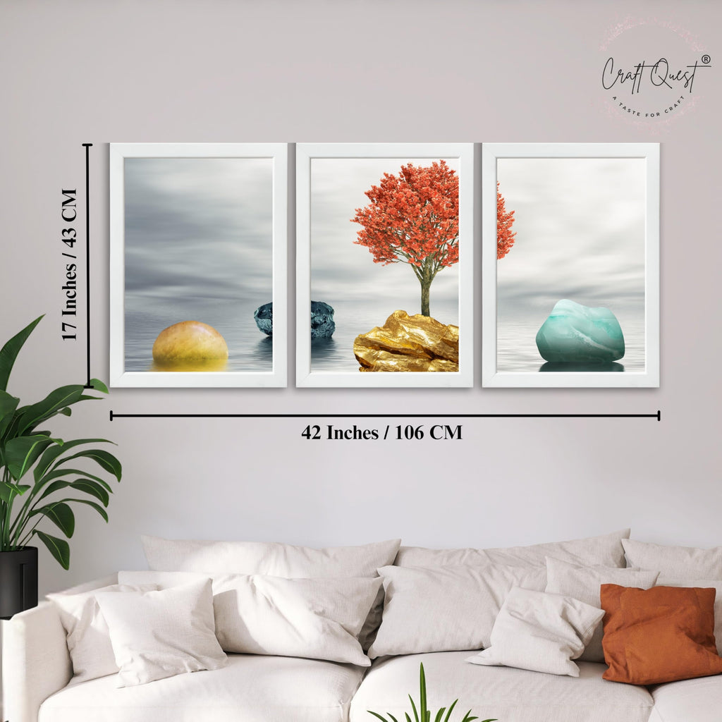 CRAFT QUEST Abstract Three Figure Modern Art | Set of 3 Frames for Home Decoration | Ideal for Living Room, Bedroom & Offices