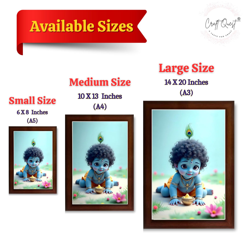 CRAFT QUEST Bal Gopal Painting | Krishna Photo Frames for Walls, Home, Bedroom, Living Room and Home Decor