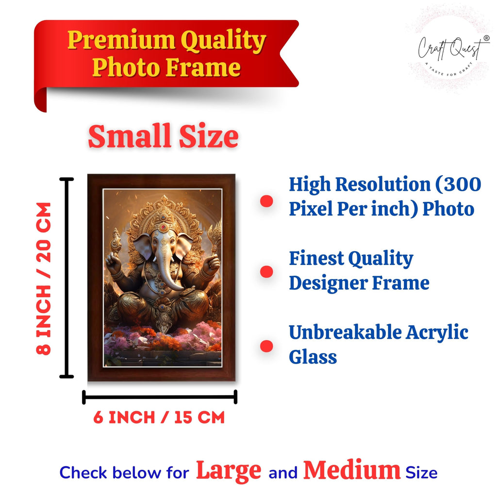 CRAFT QUEST Lord Ganesha Art Framed Wall Painting With Frame For Home and Pooja,Office Décor Items