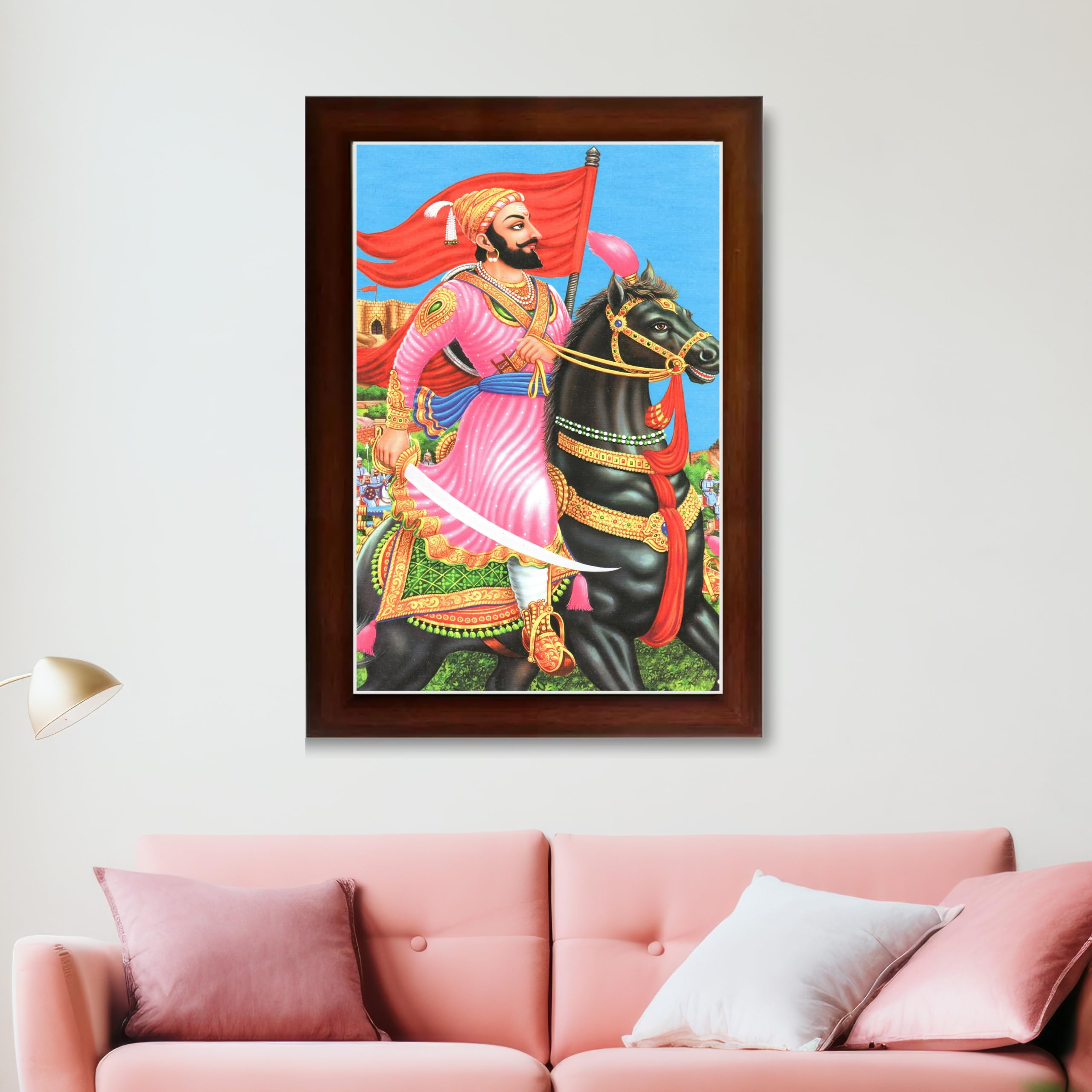 CRAFT QUEST Chattrapati Shivaji Maharaj Wall Painting With Acrylic Sheet | For Living, Pooja Room | Home Decoration Item | Best Gifting Option