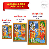 CRAFT QUEST Shiva & Maa Annapurna devi sitting on throne photo frame with Laminated Poster for Kitchen Worship