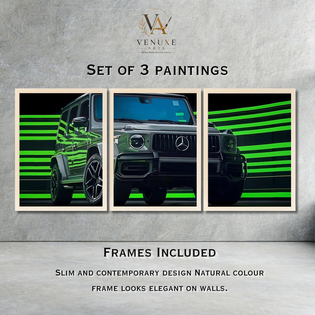 VENUXE ARTS Set Of 3 Big Sports Cars Framed Posters Gift Items for Boys Room Wall Decoration Bedroom Living Room Office Studio Décor | Car Poster Frame for Wall Décor