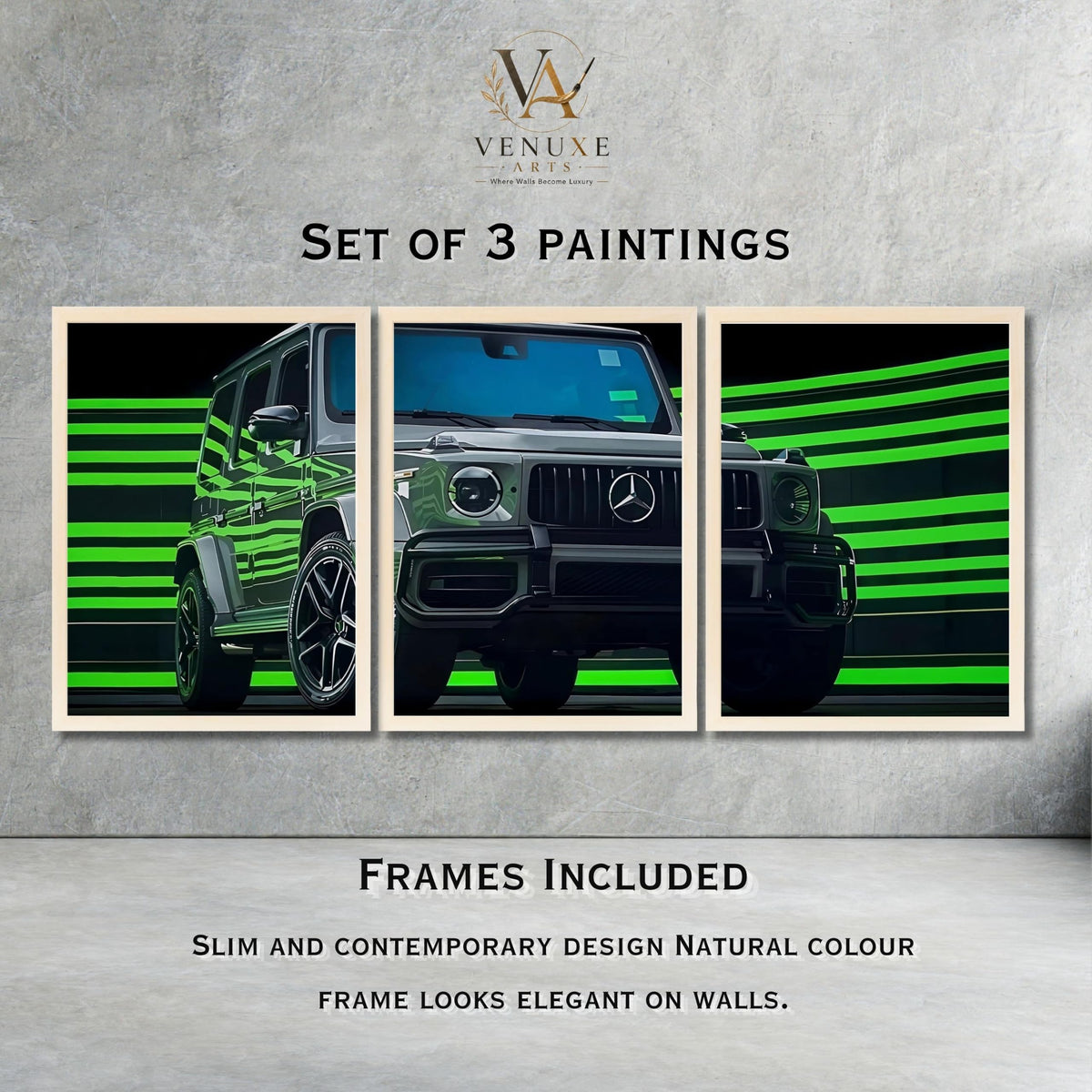 VENUXE ARTS Set Of 3 Big Sports Cars Framed Posters Gift Items for Boys Room Wall Decoration Bedroom Living Room Office Studio Décor | Car Poster Frame for Wall Décor