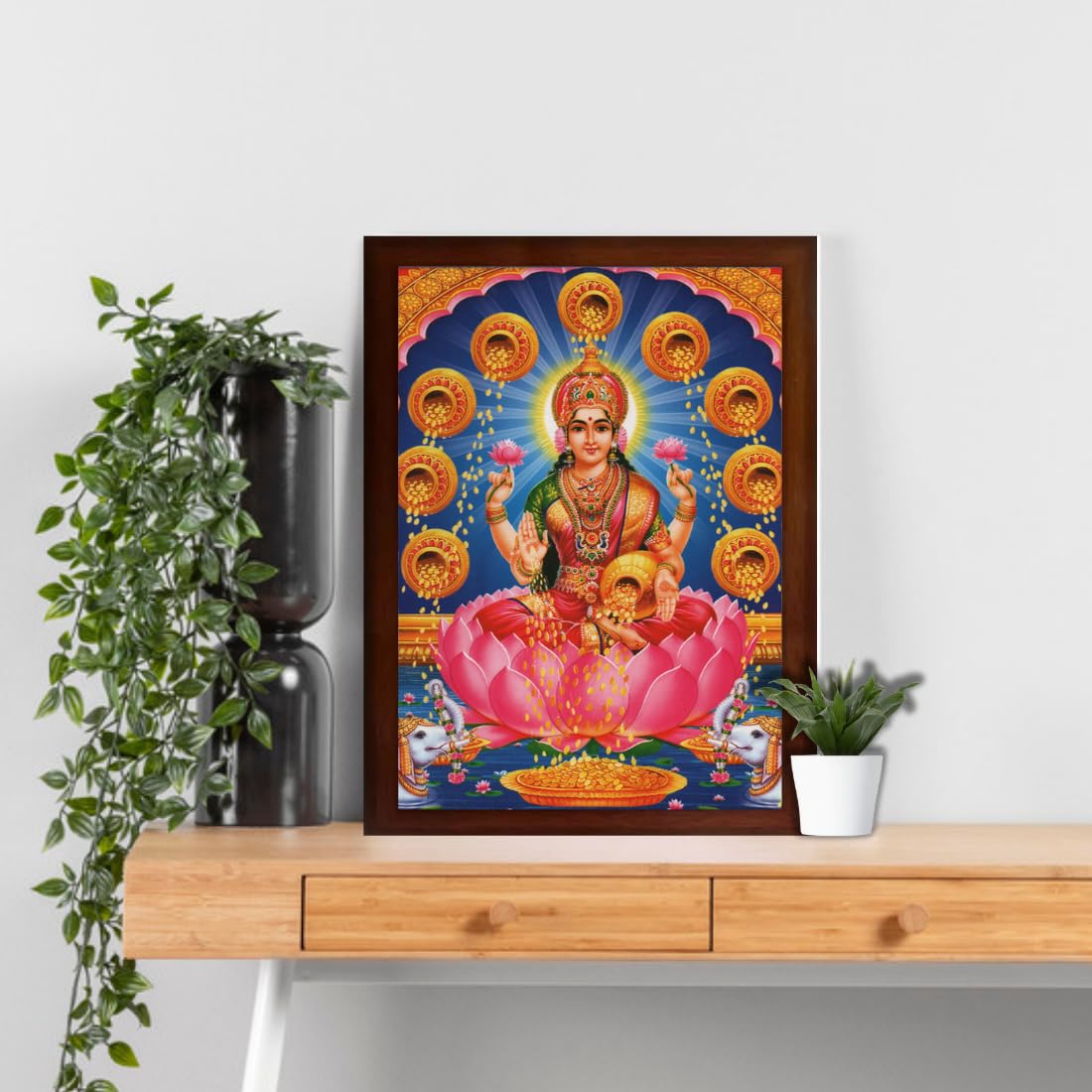 CRAFT QUEST Goddess Lakshmi Devi Wall Painting Frame Home Decor