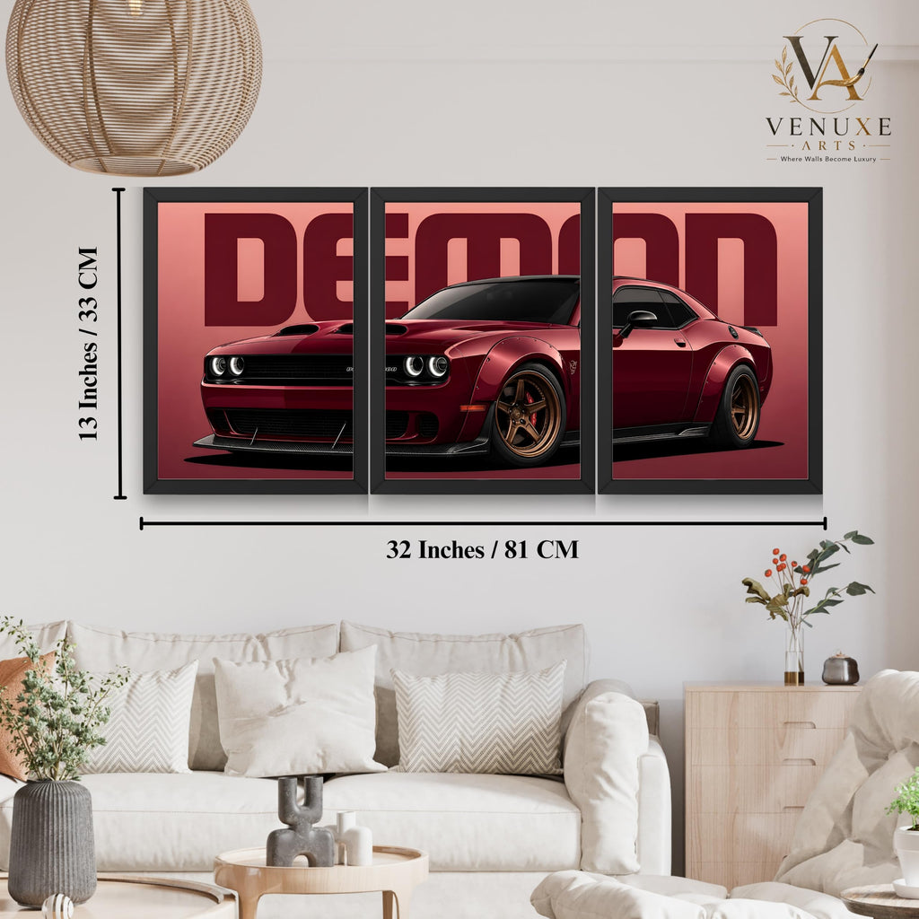 VENUXE ARTS Set Of 3 Big Sports Cars Framed Posters Gift Items for Boys Room Wall Decoration Bedroom Living Room Office Studio Décor | Car Poster Frame for Wall Décor