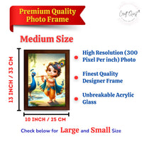 CRAFT QUEST Bal Gopal Makhan Chor Wall Photo Frame | Hindu God Kanha Devotional Home Decor | Pooja Room, Living Room, Gift Item
