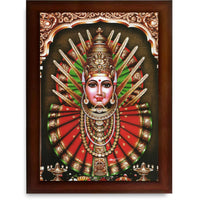 CRAFT QUEST Renuka Devi Yellamma Mata Ellamma Thalli Wall Painting Framed | South God Picture Frame for Home, Office, Temple & Gifting, Decor