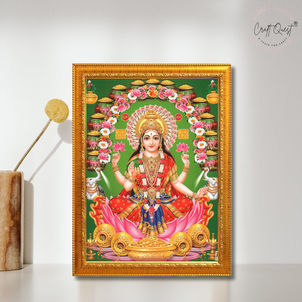 CRAFT QUEST Goddess Lakshmi Devi Dhana Vaibhav Laxmi Maa Wall Painting Frame Home Decor