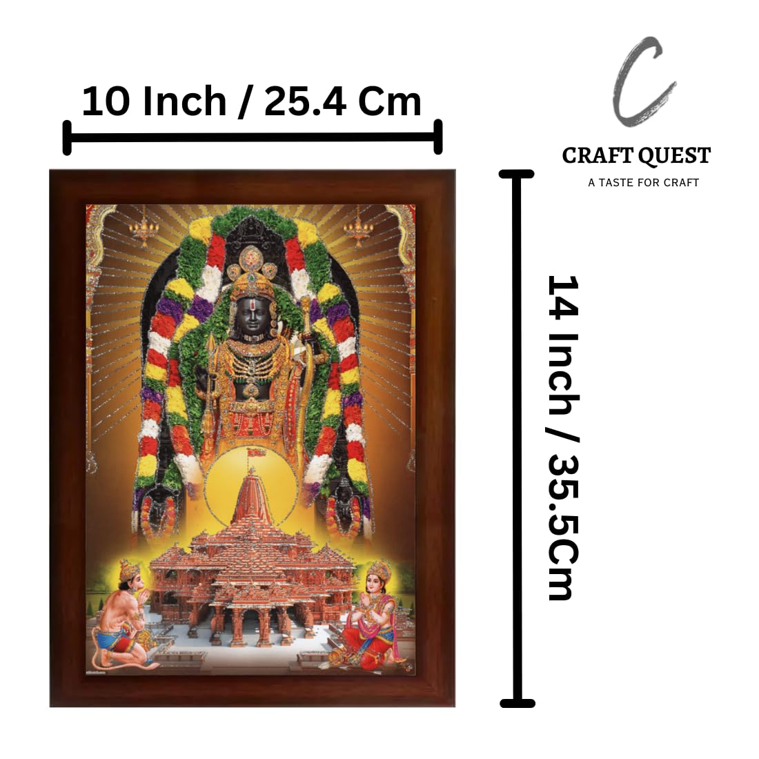 CRAFT QUEST Shree Ram lalla Ayodhya Sparkle Coated Framed with Acrylic glass, Home Decorative Gift Item Painting (14 X 10 Inches, Multicolour,Religious) RD1013-510