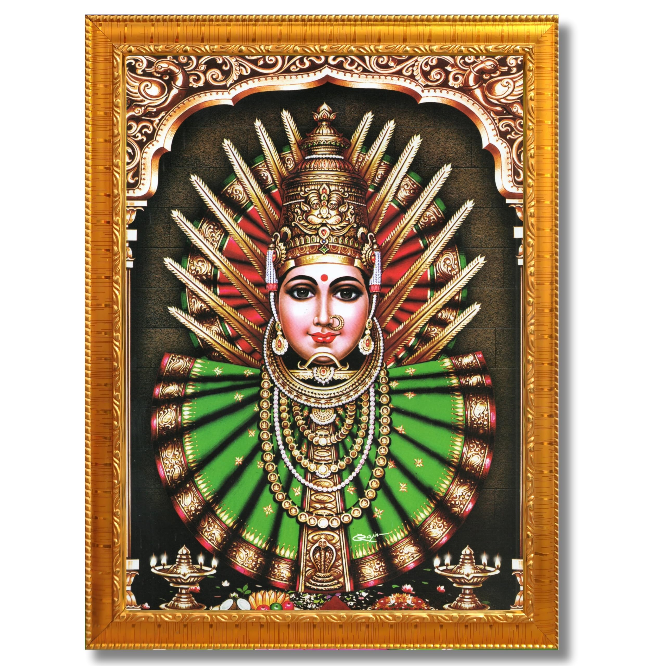 CRAFT QUEST Renuka Devi Yellamma Mata Ellamma Thalli Wall Photo Frame | South God Picture Frame for Home, Office, Temple & Gifting, Decor