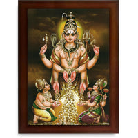 CRAFT QUEST Swarnakarshana Bhairava Swamy With Lakshmi Devi and Kuber Bhagwan Wall Photo Frame | South God Picture Frame for Home, Office, Temple & Gifting