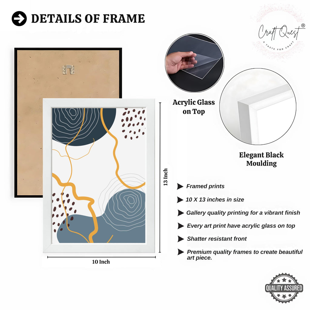 CRAFT QUEST Abstract Modern Shapes Wall Art | Set of 3 Frames for Home Decoration | Ideal for Living Room, Bedroom & Offices