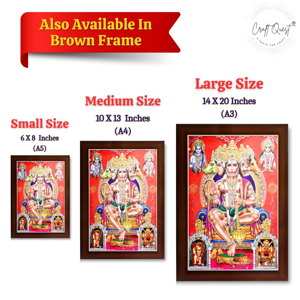 CRAFT QUEST Panchmukhi Hanuman JI | Bajrangbali Religious Photo frame Home Decorative Item Synthetic Wood