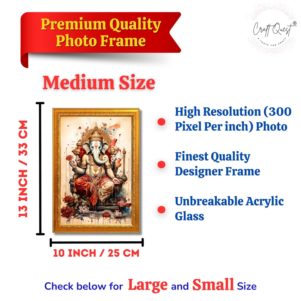 CRAFT QUEST Lord Ganesh Ganpati ji Hanging Wall Painting Framed For Home Décor