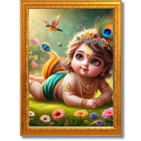 CRAFT QUEST Bal Gopal Krishna Photo For Pregnant Women Poster For Decoration Wall, Bedroom, Living Room,