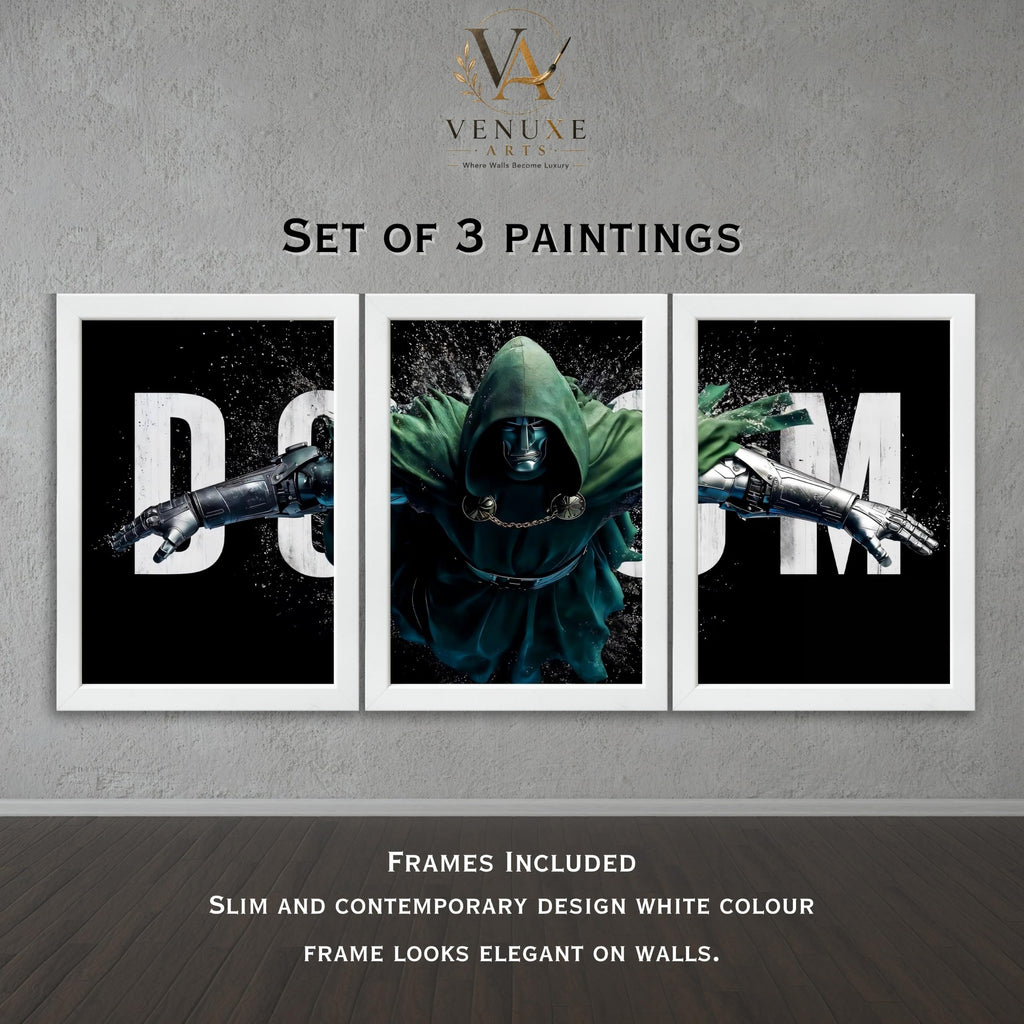 VENUXE ARTS Set Of 3 Anime Characters Wall Framed |Anime Characters Framed Poster for Living Room Bedroom Gaming Room Studio Wall Decor