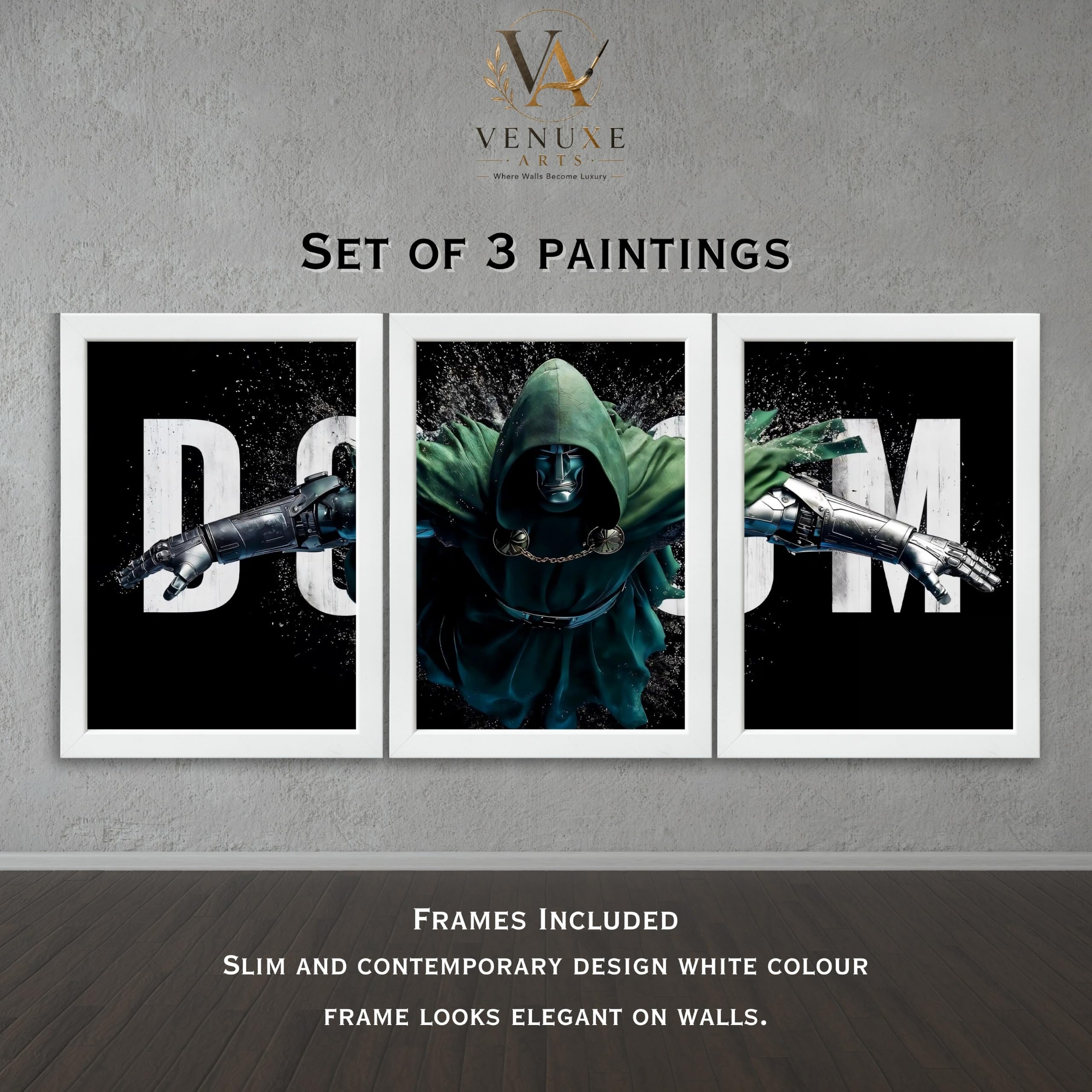 VENUXE ARTS Set Of 3 Anime Characters Wall Framed |Anime Characters Framed Poster for Living Room Bedroom Gaming Room Studio Wall Decor