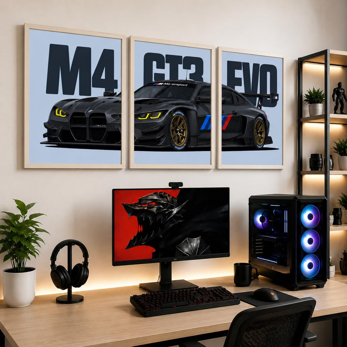 VENUXE ARTS Set Of 3 Big Sports Cars Framed Posters Gift Items for Boys Room Wall Decoration Bedroom Living Room Office Studio Décor | Car Poster Frame for Wall Décor