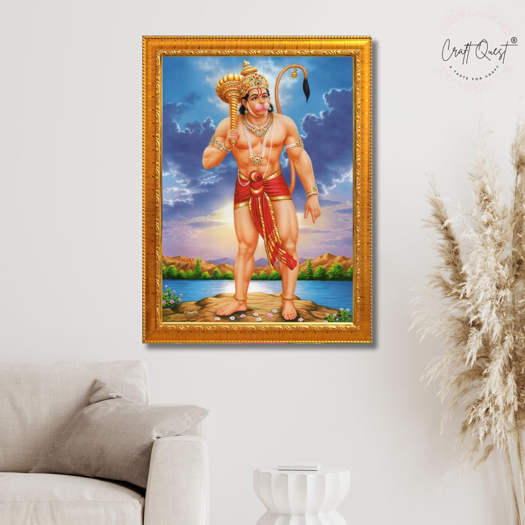 CRAFT QUEST Bajrang Bali Hanuman Ji Photo Frame | Acrylic Glass, Lightweight & Waterproof | Ideal for Home, Office, Temple & Puja Room Wall Decor