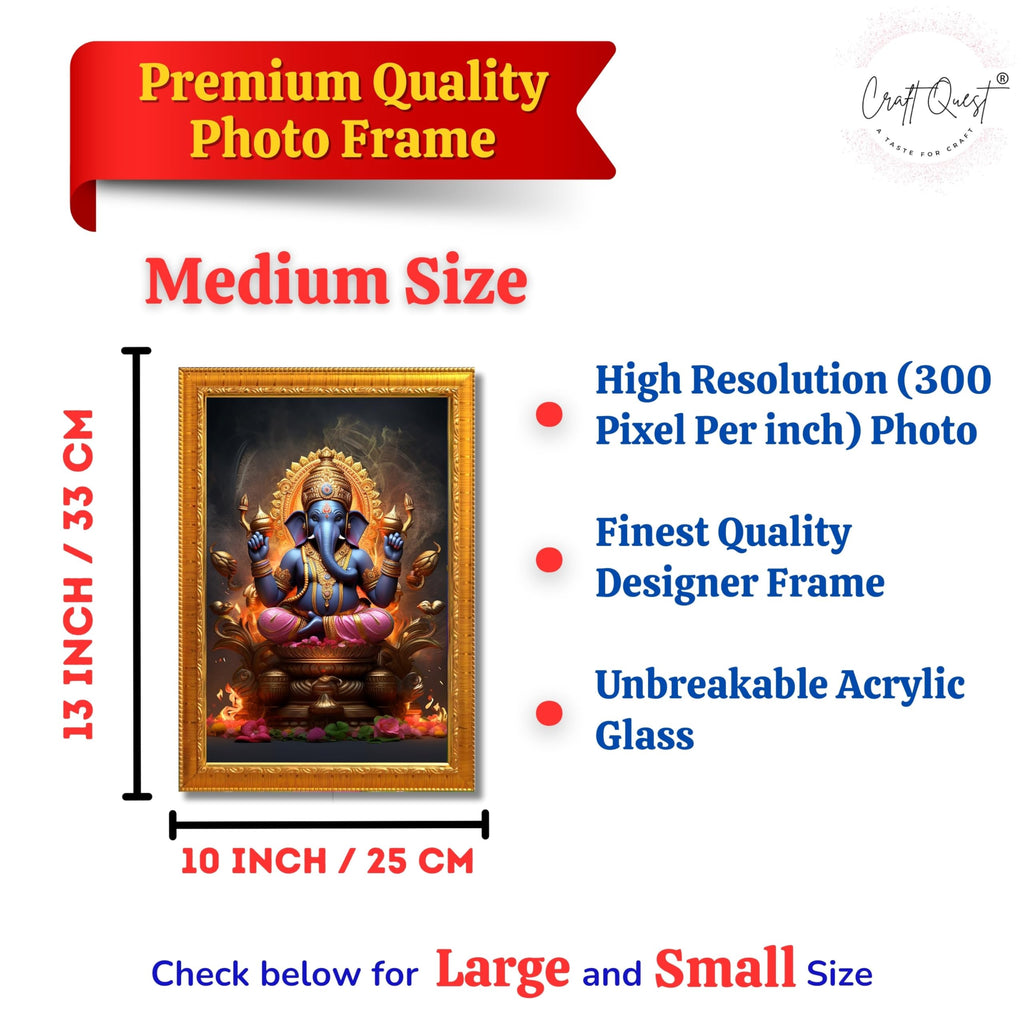 CRAFT QUEST God Ganpati Modern Wall Art Painting With Frame For Pooja,Office and Home Decor Item