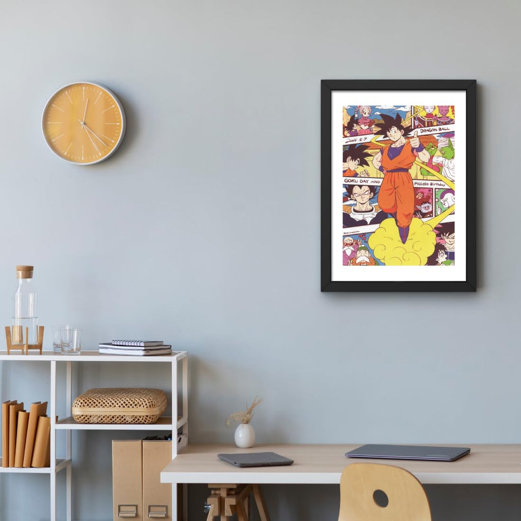 CRAFT QUEST Dragon ball Z Anime Poster Laminated Posters Framed Painting For Anime Naruto Fans Wall Decor, Home Decor with Matte Black Frame (14 Inches x 10 Inches)