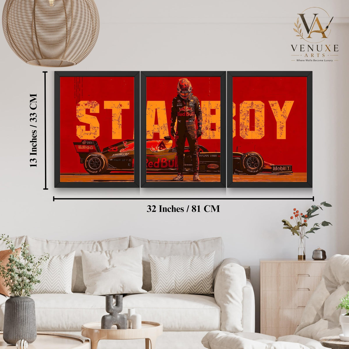 VENUXE ARTS Set Of 3 Big Sports Cars Framed Posters Gift Items for Boys Room Wall Decoration Bedroom Living Room Office Studio Décor | Car Poster Frame for Wall Décor