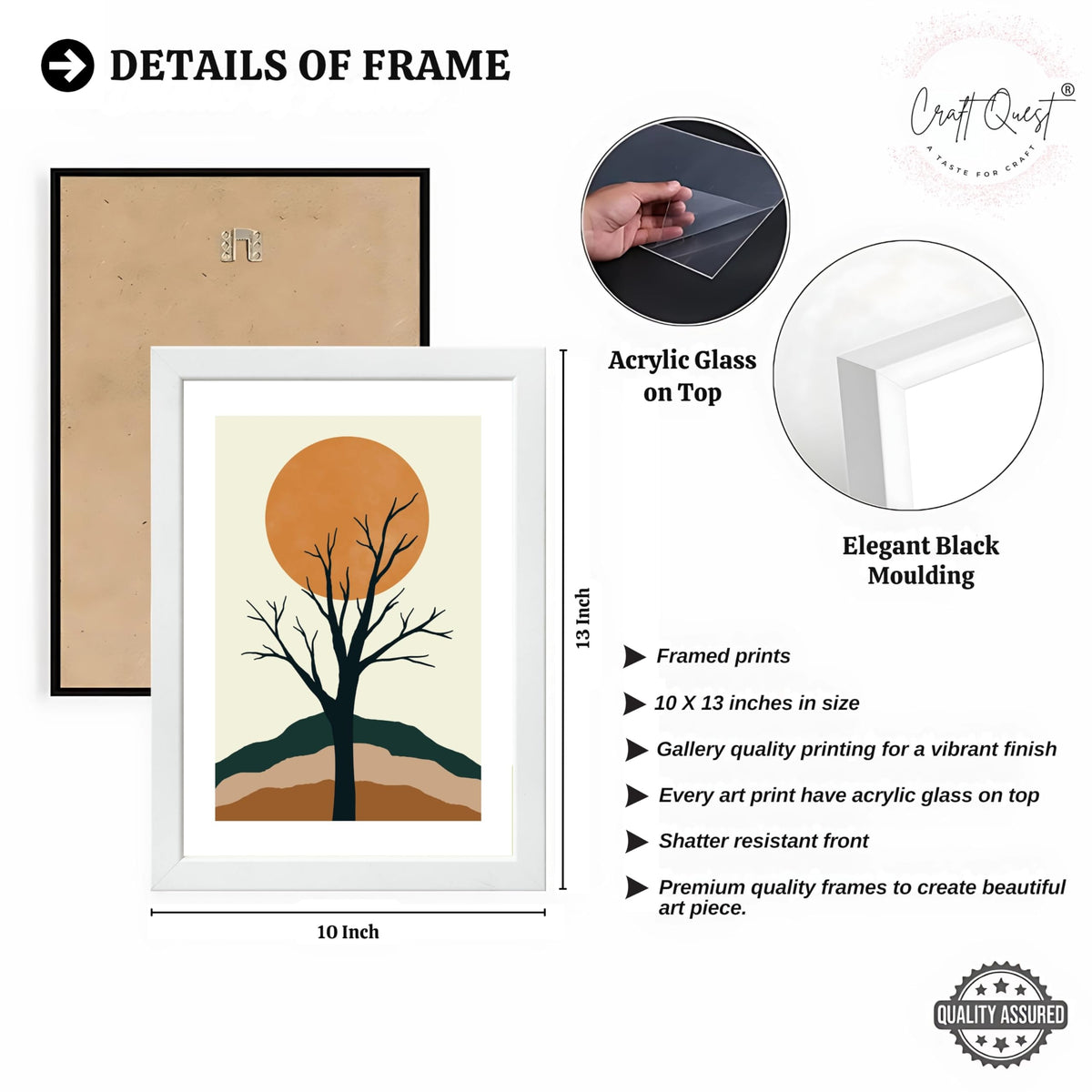CRAFT QUEST SET OF 3 Modern Abstract Landscape Art | Set of 3 Frames for Home Decoration | Ideal for Living Room, Bedroom & Offices