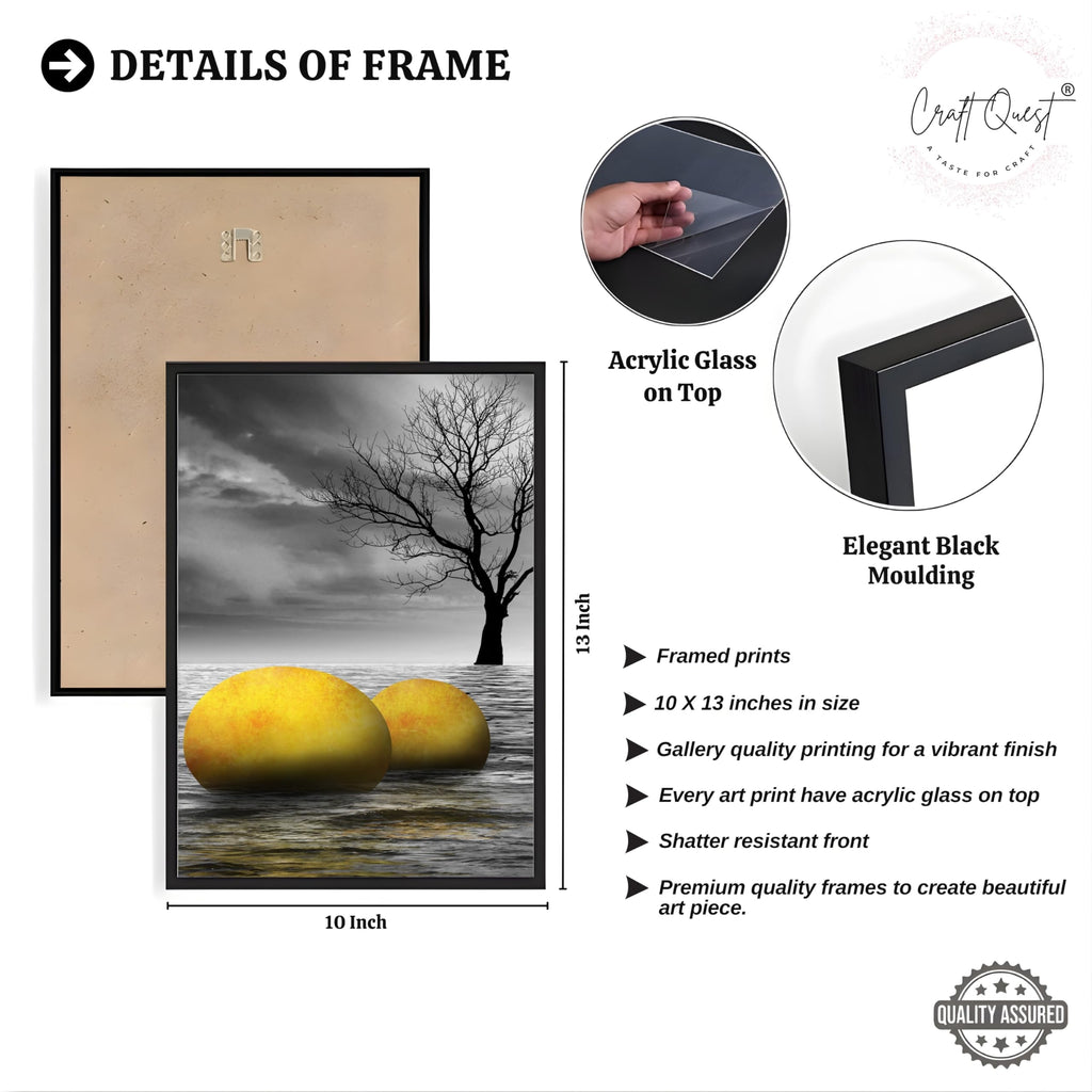 CRAFT QUEST Modern Abstract Golden Stone Art | Set of 3 Frames for Home Decoration | Ideal for Living Room, Bedroom & Offices