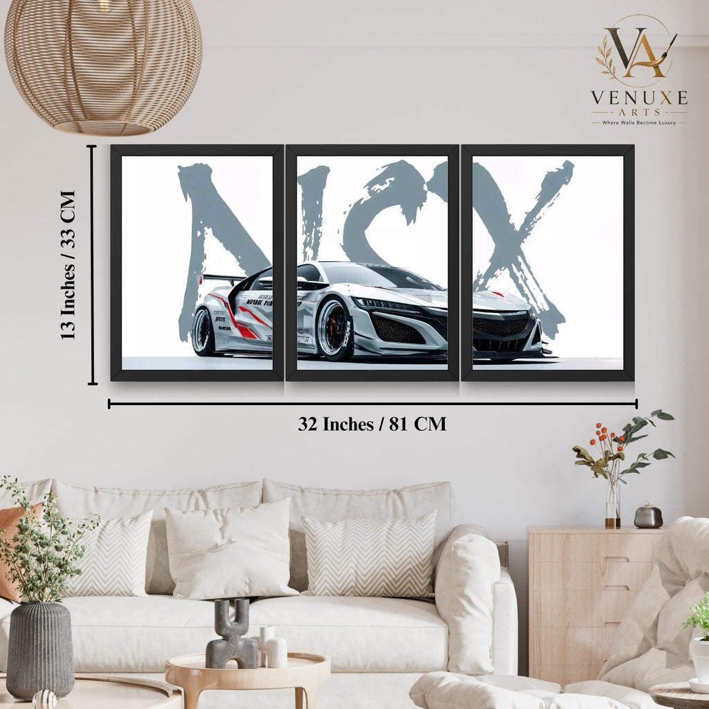 VENUXE ARTS Set Of 3 Big Sports Cars Framed Posters Gift Items for Boys Room Wall Decoration Bedroom Living Room Office Studio Décor | Car Poster Frame for Wall Décor