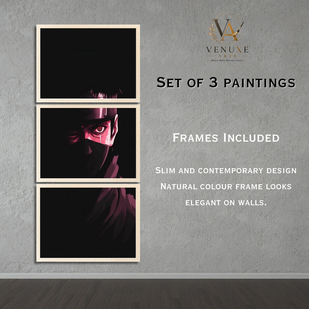 VENUXE ARTS Set Of 3 Anime Characters Wall Framed |Anime Characters Framed Poster for Living Room Bedroom Gaming Room Studio Wall Decor