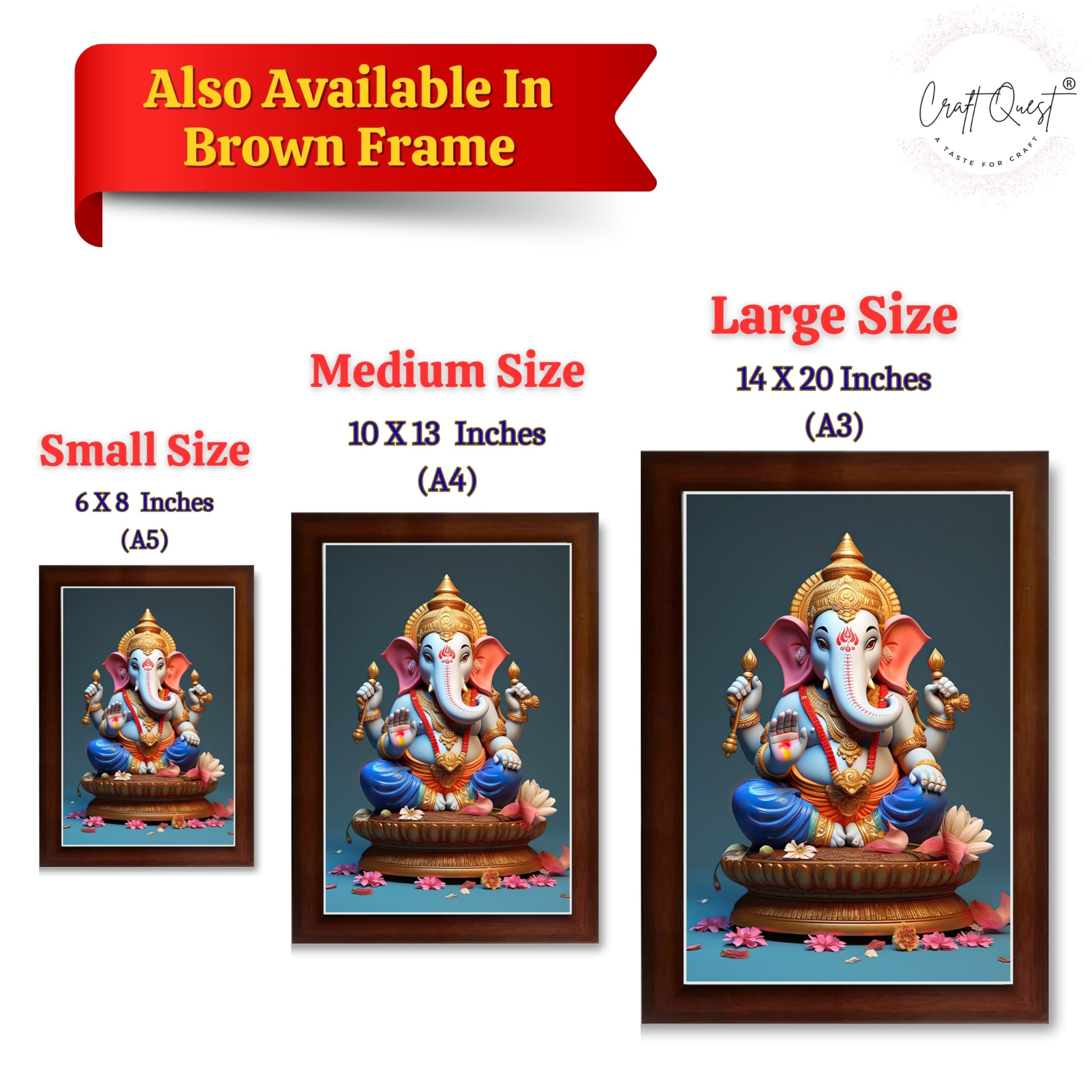 CRAFT QUEST Lord Ganesha Abstract Modern Wall Painting With Frame For Home and Office Décor
