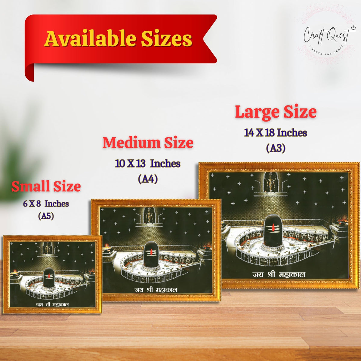 CRAFT QUEST Mahakal Jyotirling Photo With Frame Ujjain Mahakaleshwar Bholenath Photo Frame, Religious Photo Frame