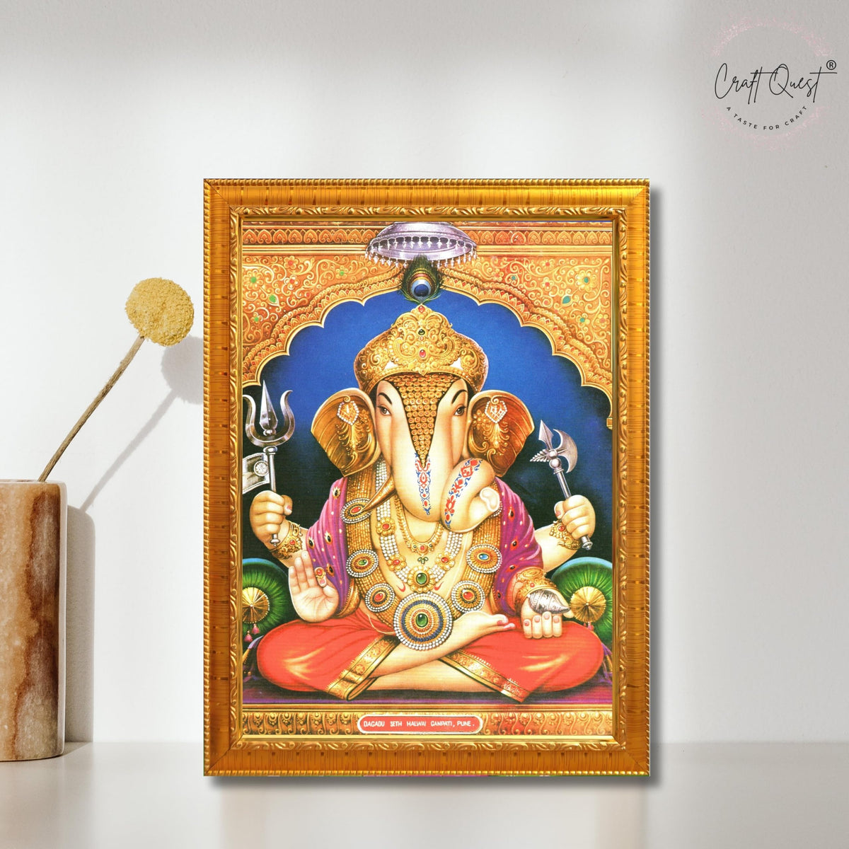 CRAFT QUEST Lord Ganesh ji Modern Wall Painting With Frame For Home pooja, and Office Decor,