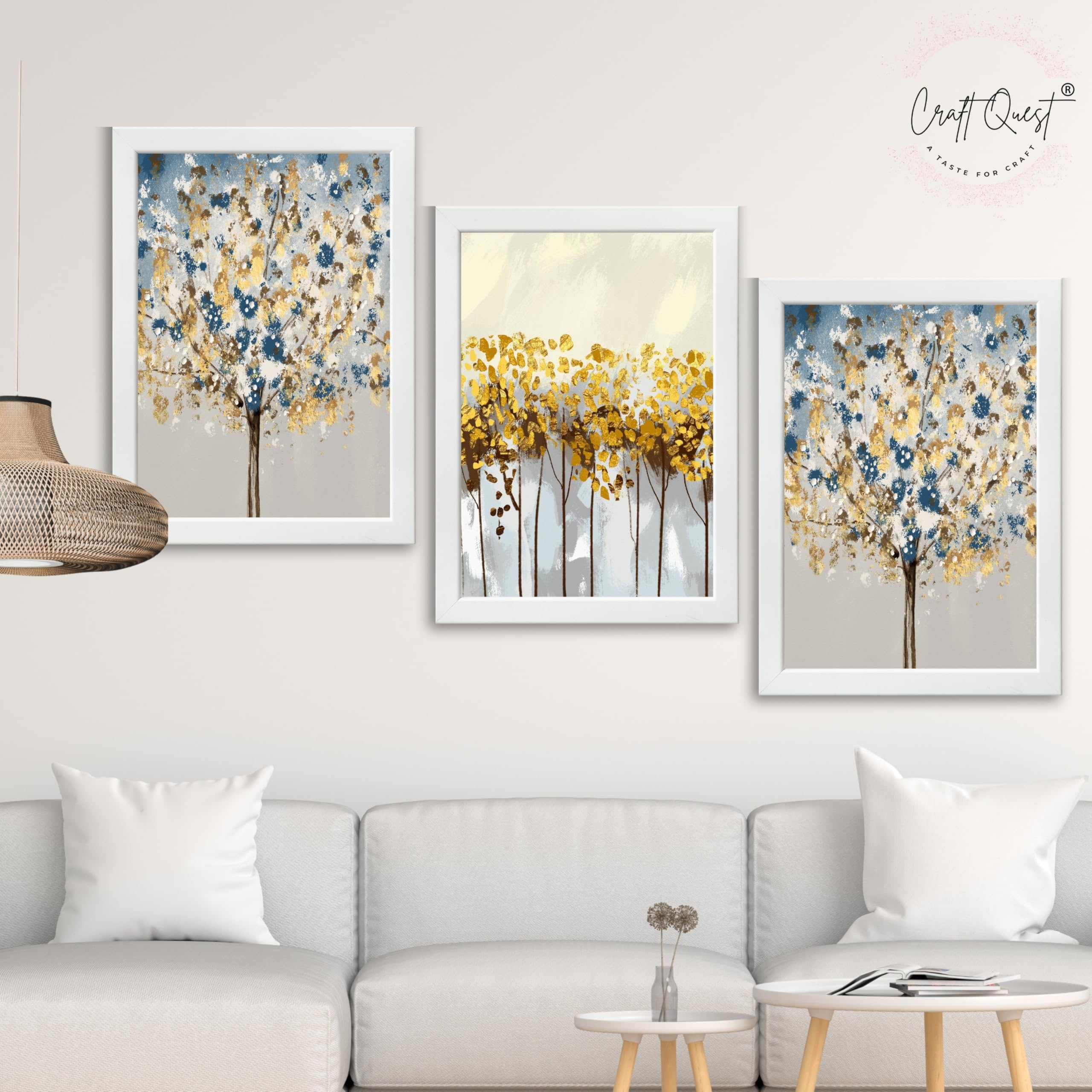 CRAFT QUEST Modern Art 3 SET Paintings Wall Art | Set of 3 Frames for Home Decoration | Ideal for Living Room, Bedroom & Offices