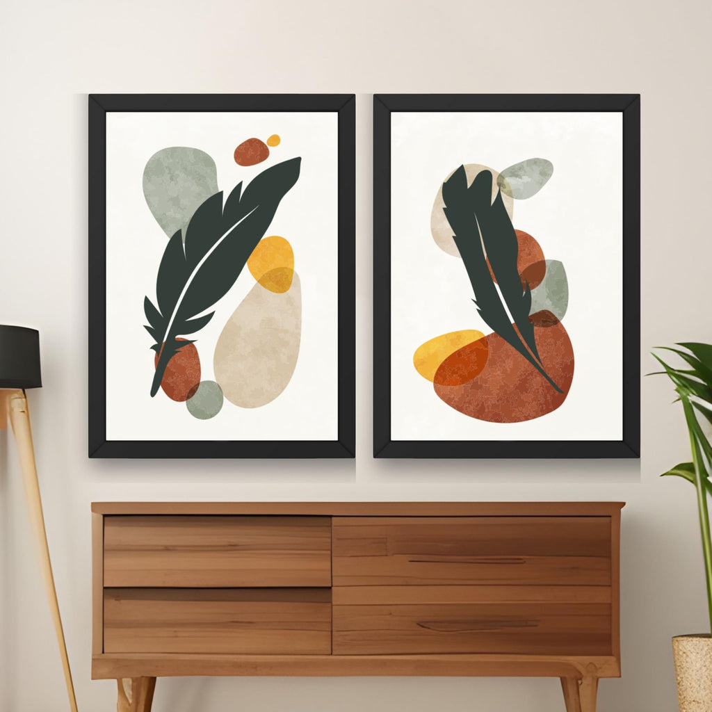 CRAFT QUEST Wall Art Decor Paintings | Set of 2 BOTONICAL Wall Art Frames for Home Decoration | Ideal for Living Room, Bedroom & Office